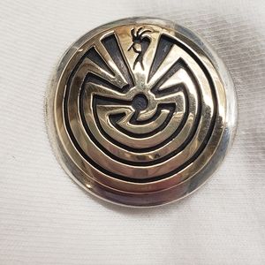Navajo Kokopelli in Maze Sterling silver & 14k pendant